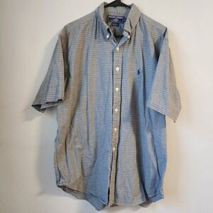 Ralph‎ Lauren SPORT Plaid Button Down Short Sleeve Shirt Mens